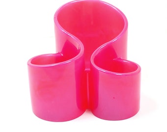 Handmade Bright Pink Resin Makeup Brush Holder, Gifts Under 35