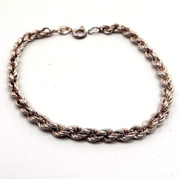 Vintage 925 Sterling Silver Twist Rope Chain Bracelet - 4mm Width, 20cm Length, Unisex Design For Men & Women