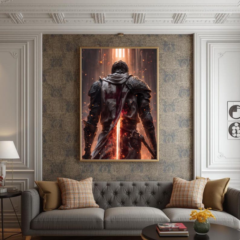 Templar Knight Wall Art Printable, Medieval Crusader Poster, Warrior ...