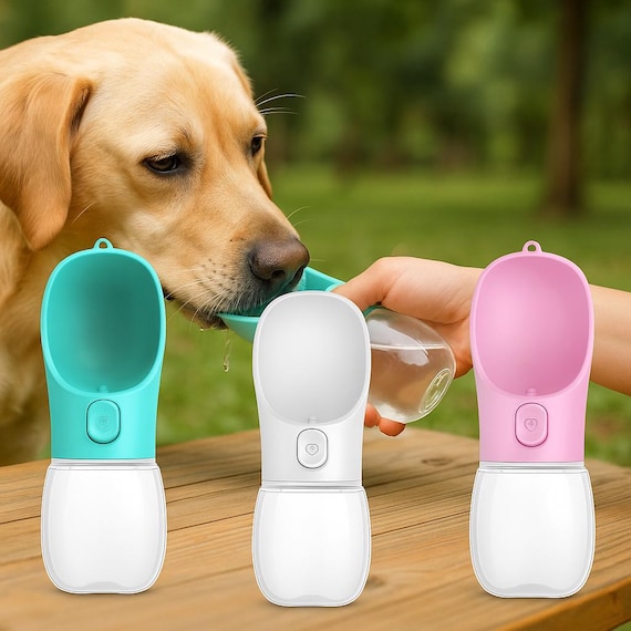 Haustier-Wasserflasche Mit Futterbehälter 300ml - Auslaufsichere Hundeflasche Für Unterwegs - Blau