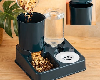 2-in-1 Cat Feeder & Water Dispenser – Automatic Gravity Pet Feeding Bowl
