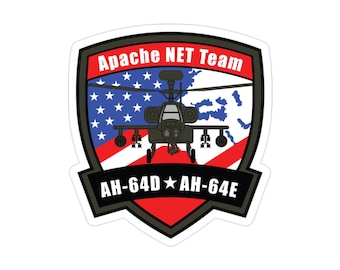 Apache Helicopter Team Die-Cut Sticker: Military Enthusiast Decal