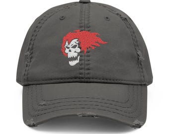 Distressed Skull Dad Hat: Embroidered Cotton Twill Cap