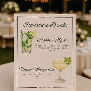 His and Her Drinks, Bride and Groom Drink, Editable Template, Signature Cocktail Sign, Bar Menu, Wedding Drink Sign