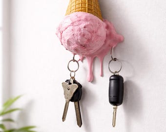 Melting Ice Cream Cone Key Holder – Drip Design Wall Organizer