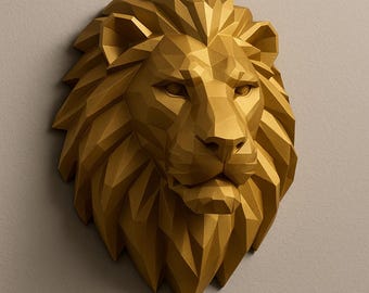 Rustic Lion Head Wall Decor: Modern Farmhouse Animal Art