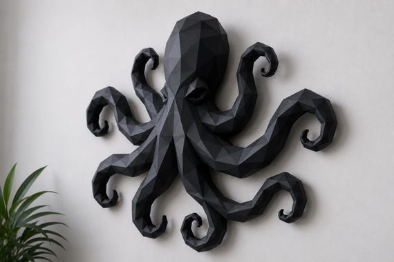 The Kraken – Low Poly Octopus Wall Art