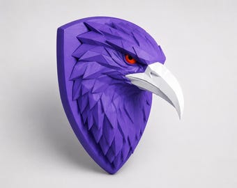 Mystic Purple Raven Wall Decor – Gothic Geometric Bird Sculpture