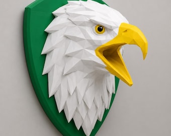 Low Poly Bald Eagle Head Wall Decor | Geometric Wall Mount
