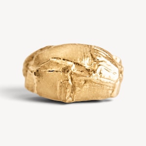 Organic Sterling Silver Ring, Handmade Sculptural 14K Gold Rhodium Plated Contemporary Jewelry