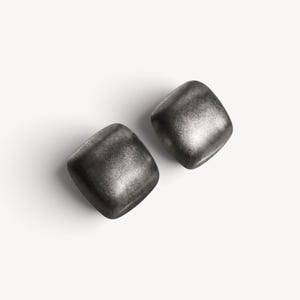 Square Stud Earrings, Sterling Silver Geometric Sculptural Rhodium Gold Oxidized