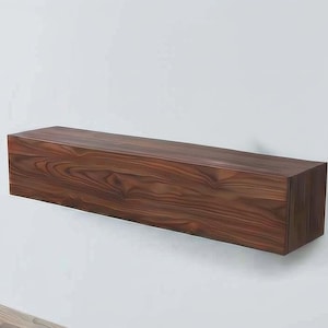 Wall-Mounted Dark Walnut Finish Modern Minimalist TV Console / Cabinet – Stylish Storage and Decorative Shelf