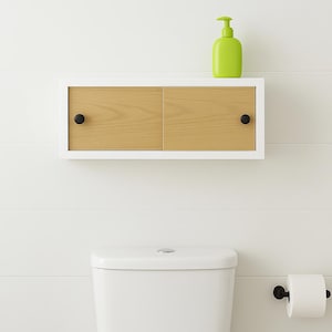 Modern Floating Shelf with Sliding Doors: Small Wall Cabinet