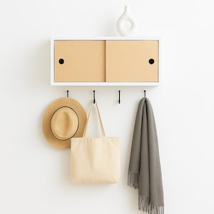 Minimalist Floating Wall Cabinet: Ash Wood Sliding Door Storage
