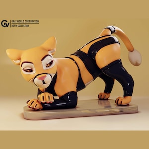 Hand-Painted Feral Lion Figure: 3D Printed Miniature Sculpture