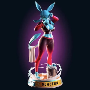 Hand-Painted Glaceon Statue: 3D Printed Figurine