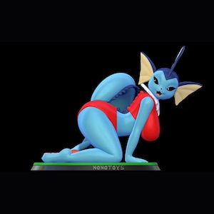 Hand-Painted Vaporeon Figure: 3D Printed Resin Sculpture