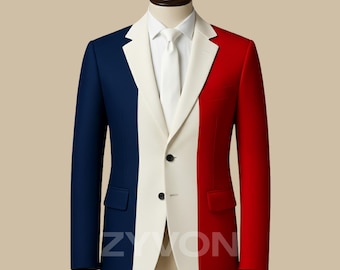 French Flag Suit | Tricolor Blazer & Pants, National Day Outfit