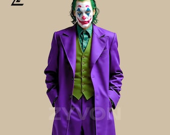 紫のジョーカースーツコスチューム | 悪役コスプレ衣装3点セット
