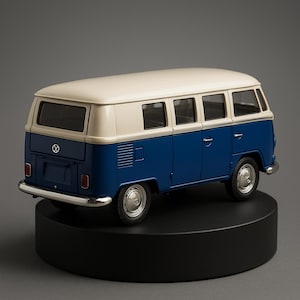 5&quot; VW 1962 Volkswagen Bus Van Ivory Top Diecast Model Toy 1:32 Blue