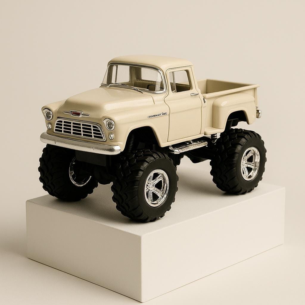 Off Road Big Foot Monster 1955 Chevy Stepside Pickuptruck 1:32