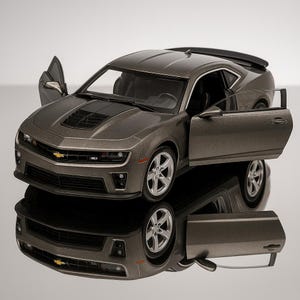 5" 2014 Chevy Chevrolet Camaro Stripe Diecast Model Toy Car 1:38 Grey