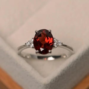 Rhodolite Garnet Ring: 925 Silver, CZ Accents