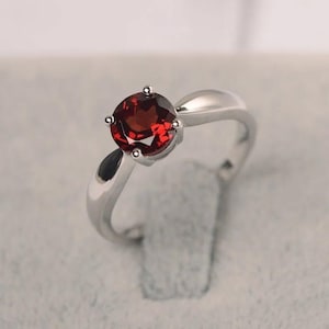 925 Silver Ring Rhodolite Garnet Ring Engagement Ring Gift For Her Anniversary Ring Women&#39;s Ring Solitaire Ring Garnet Ring Cocktail Ring