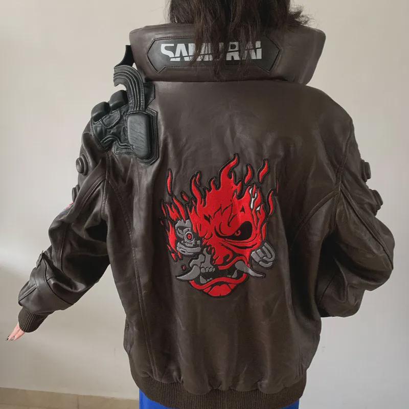 Handmade Embriodered Patch Cyberpunk 2077 V Samurai Leather Bomber