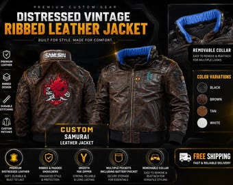 Custom Samurai Leather Jacket | Cyberpunk Inspired Cosplay Costume | Halloween Costume