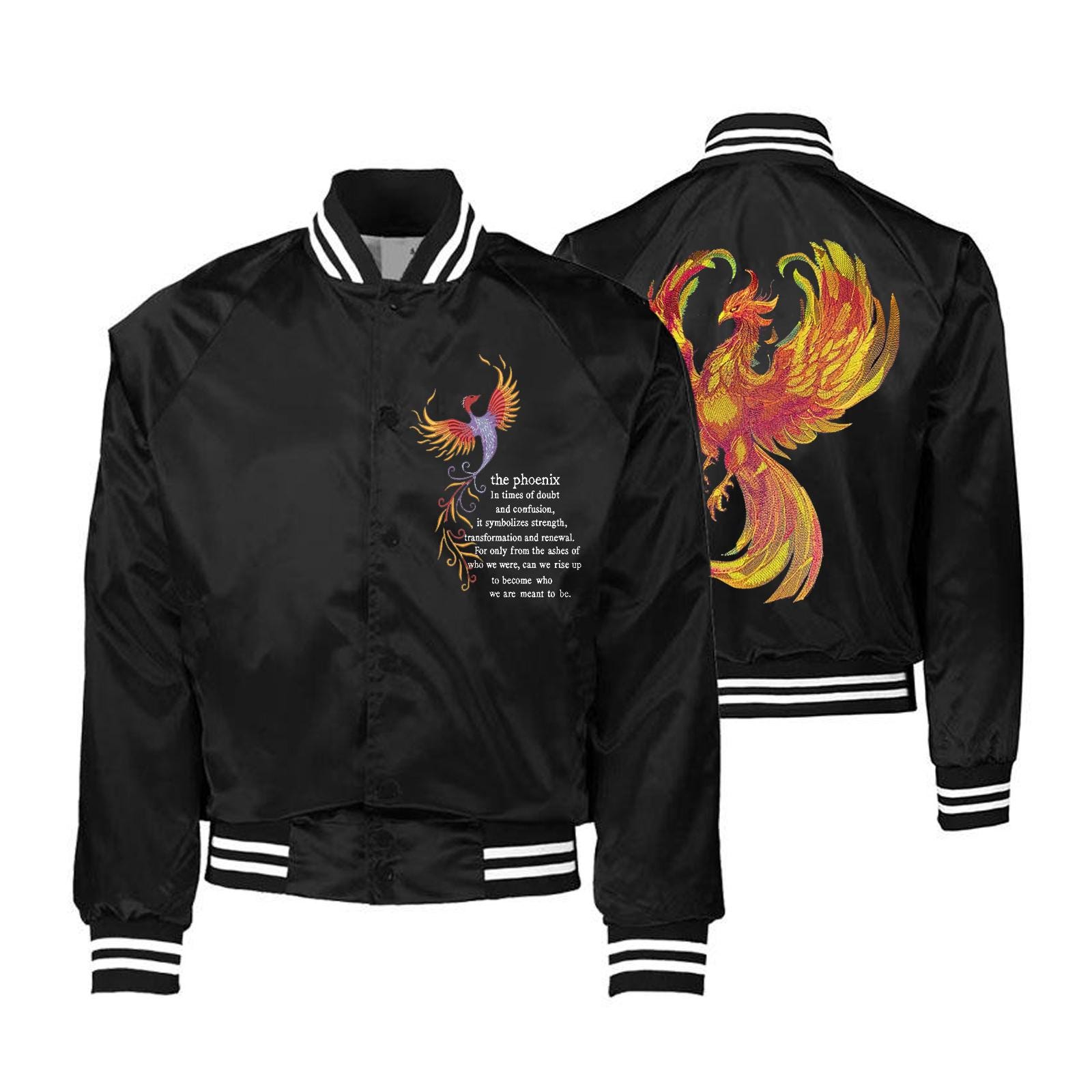 wake  original FIREBIRD TP 刺繍 Handmade Firebird Phoenix Embroidery Varsity Jacket - Etsy