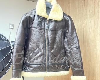 Leon Kennedy RE4 Sheepskin Leather B3 Bomber Jacket: Cosplay Aviator Coat