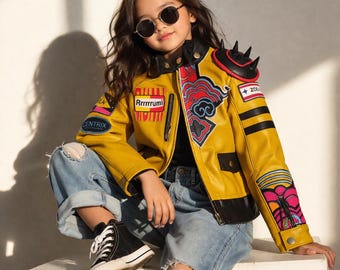 Chaqueta Rumi para niños / Chaqueta de cuero amarilla Arden Cho de Demon Hunters del K-Pop