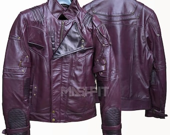 Veste Star-Lord en cuir marron foncé effet vieilli inspirée des Gardiens de la galaxie vol. 2 Cosplay