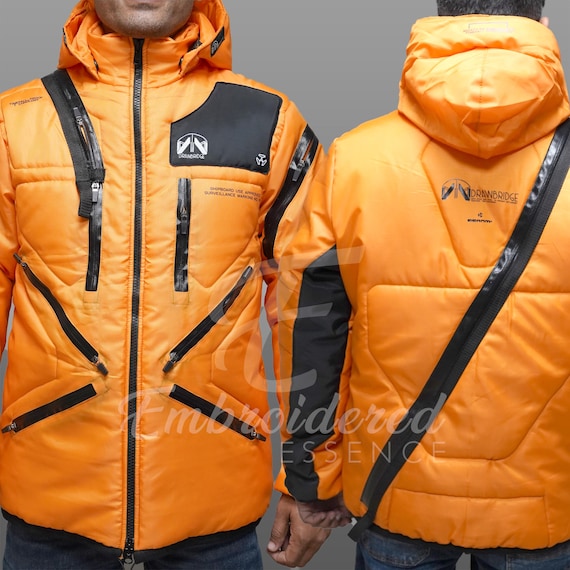 Handmade Orange Parachute Techwear Jacket | Cyberpunk-Inspired Jacket | Gaming Cosplay Costume | Men’s Streetwear Outerwear