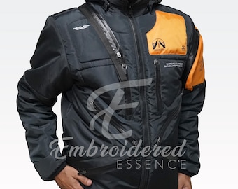 Chaqueta técnica de paracaídas negra hecha a mano: disfraz de cosplay cyberpunk