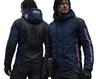 Blue Jacket Inspired By Death Stranding | Sam Porter Bridges Cosplay Jacket | Hooded Techwear Costume