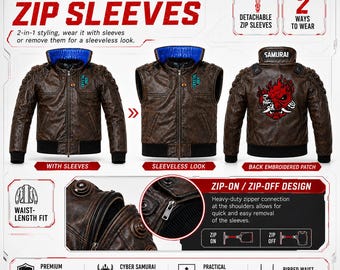 Cyber Samurai Waist Jacket | Detachable Sleeve and Collar Techwear Jacket | Futuristic Streetwear Halloween Cosplay