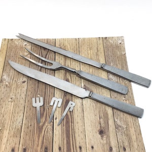 Capri Edelstahl Tranchier-Set mit Latima Edelstahl Fleischmarkierer