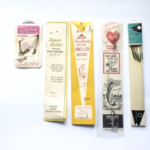 Snelled Fishing Hooks Vintage 1950s in Original Packaging