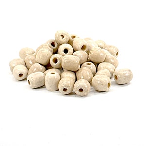 50 Vintage Wood Barrel Beads 15mm Natural