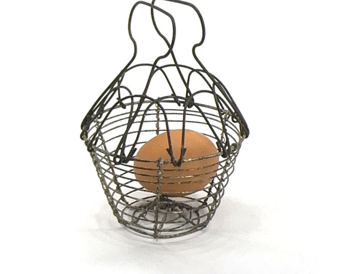 Antique French Small Wire Egg Basket Etsy