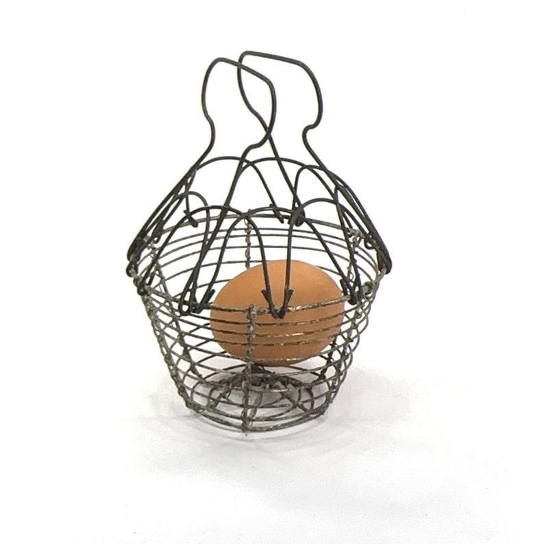 Antique French Small Wire Egg Basket Etsy