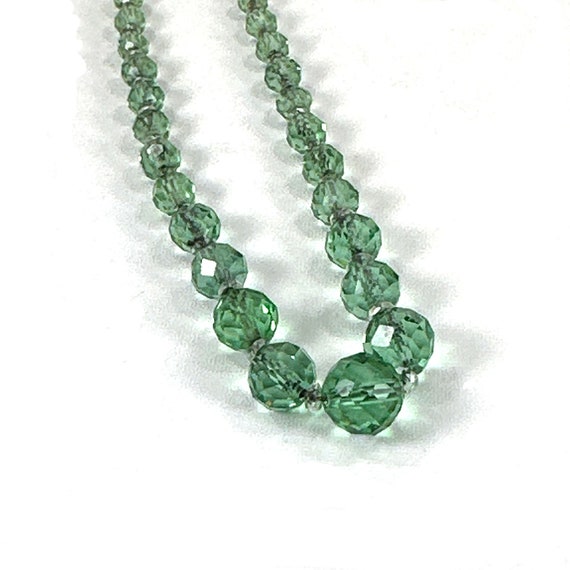 Green Crystal Necklace Graduated Faceted 1930's 8… - image 2
