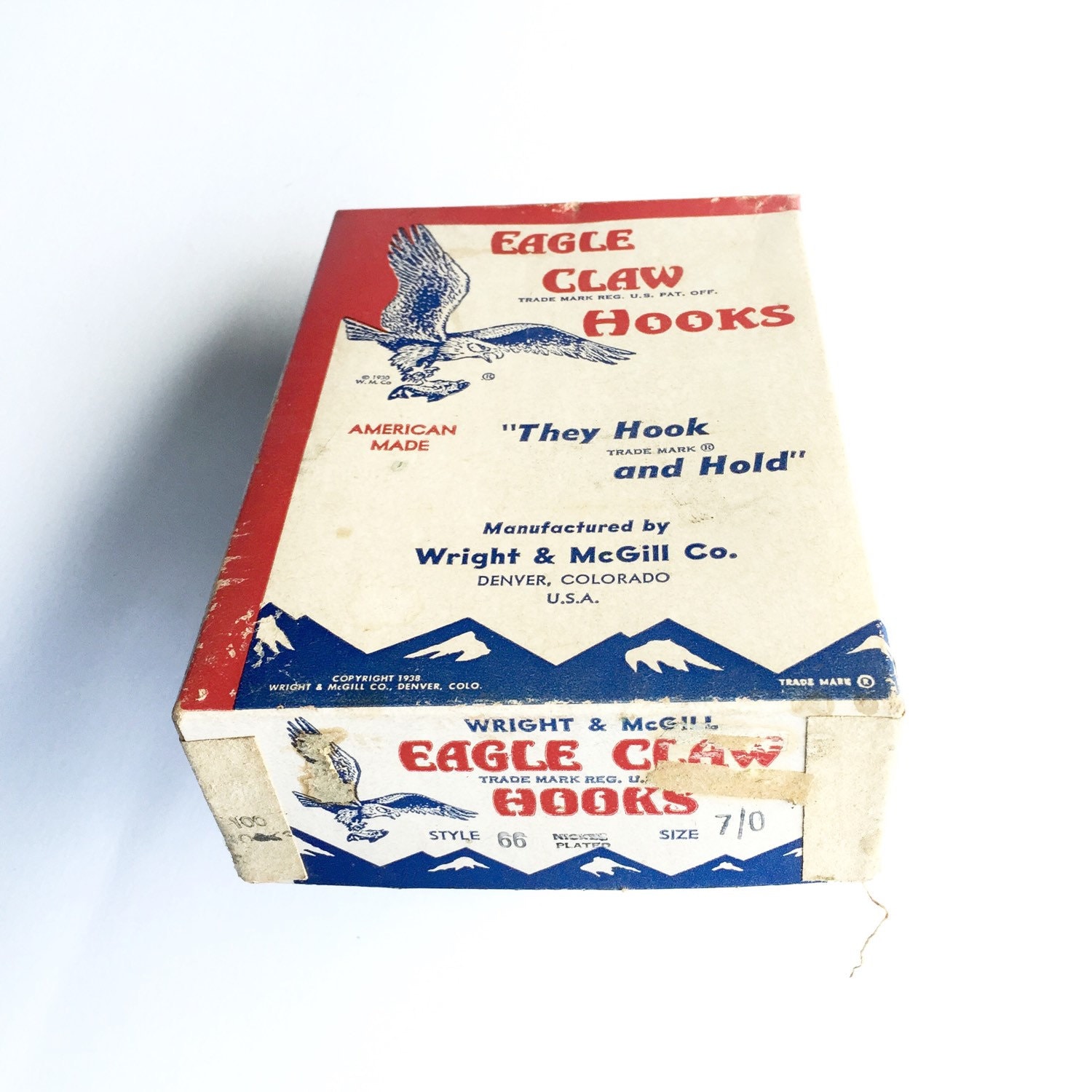 Box of Eagle Claw Hooks 1938 Wright and Mcgill Co. Vintage 