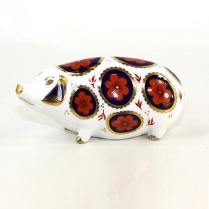 Imari Pig Figurine English Bone China Royal Crown Derby 1985