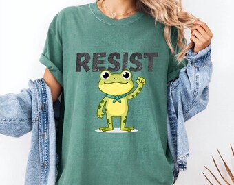 Resist Frog T-shirt: Aktivist Kawaii Groda med Knytnäve, Jämlikhet Rättvisa, Fri Portland, Politisk T-shirt