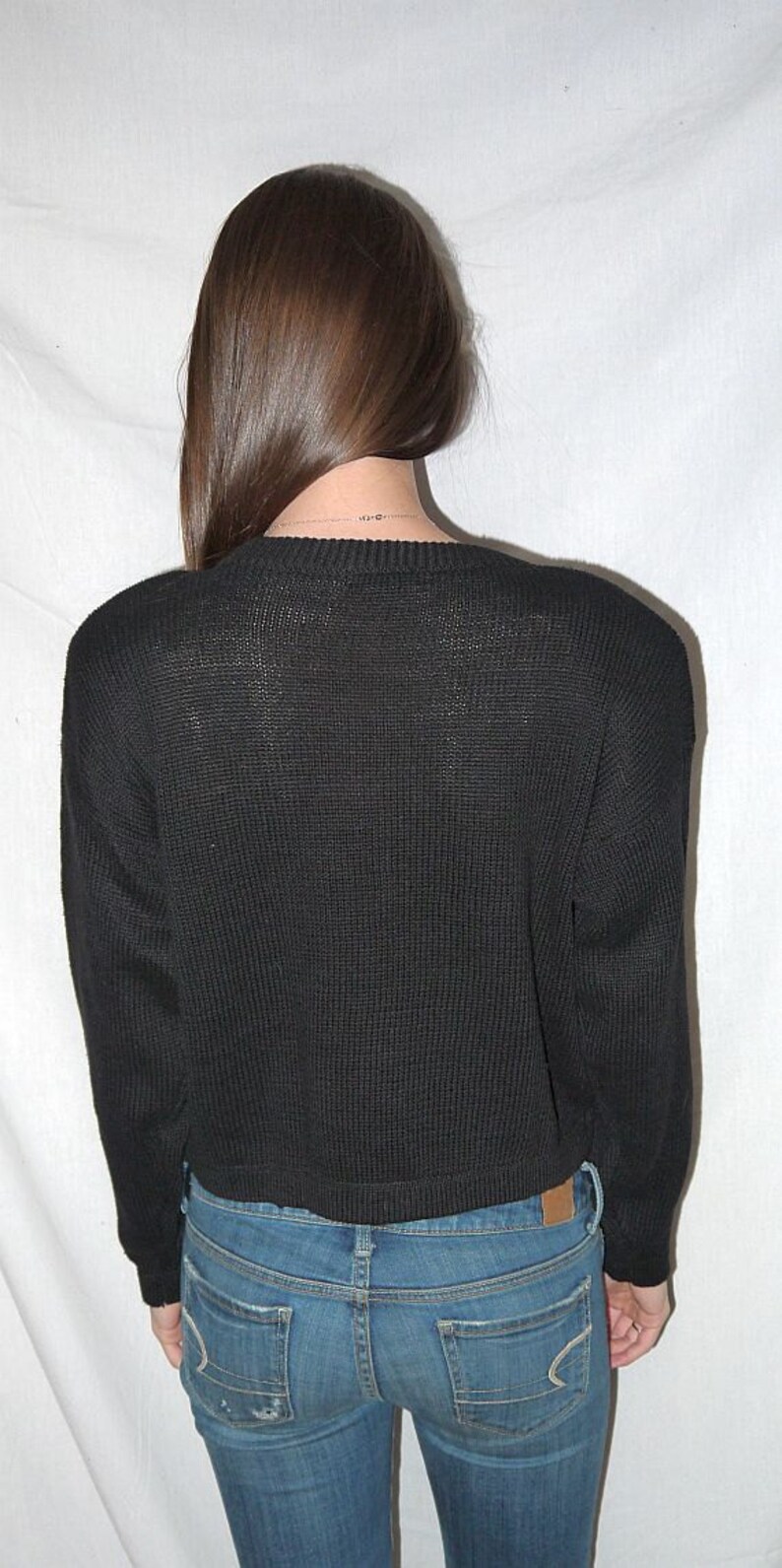 16 candles ... Vintage 80s crop top sweater / 90s cropped boxy / knit pullover midriff / NWT deadstock ... S M / bust 42 image 5