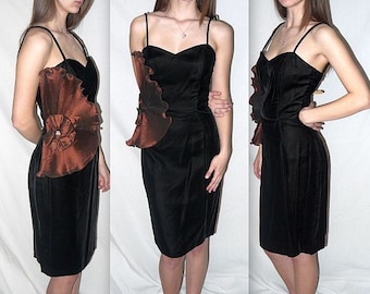 レア 80s vintage head dress ヴィンテージ 鳥 ハット IKADEX 1950s Women's Retro Bow Tie Neck Shirt Dress Solid 3