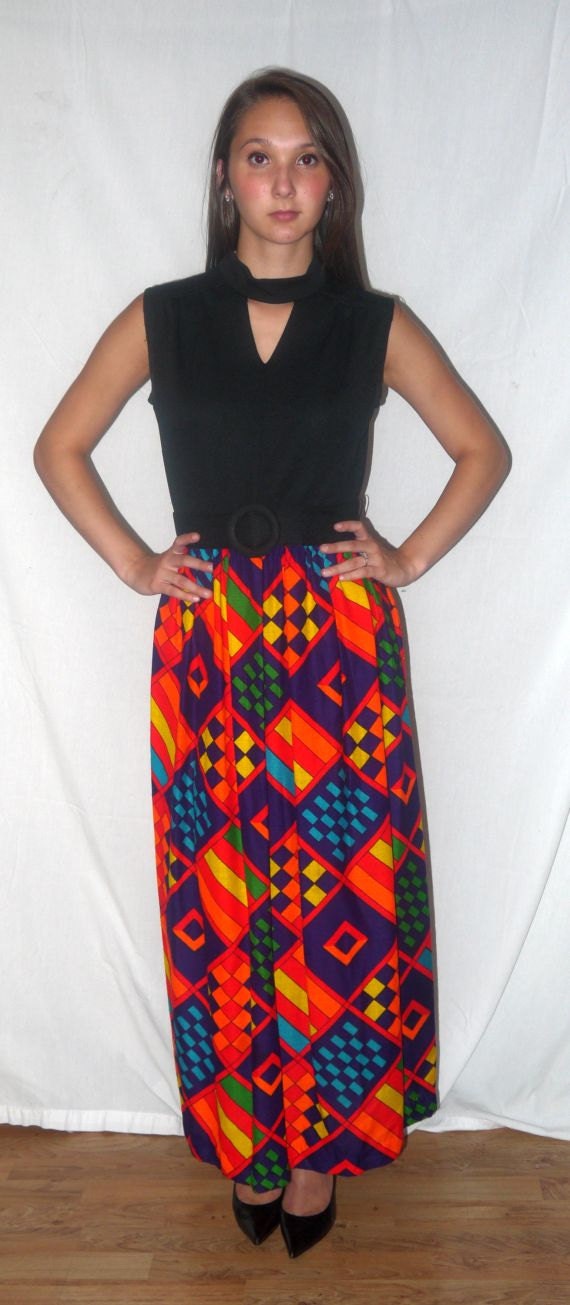 She's a rainbow .. vintage 60s mod maxi dress / 1… - image 3